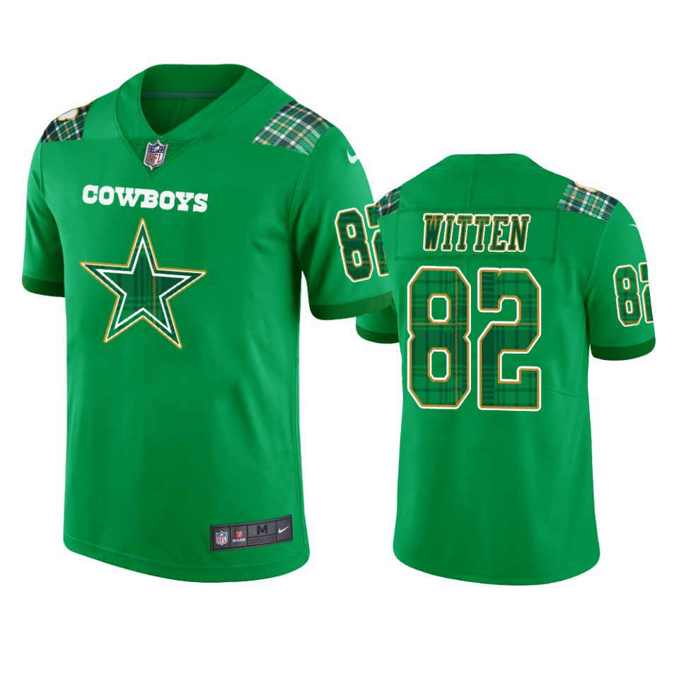 Dallas Cowboys #82 Jason Witten Green St. Patrick's Day Jersey - Men's 1 mens cowboys jason witten green st. patricks day jersey