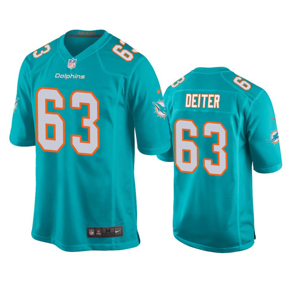 Miami Dolphins Michael Deiter Aqua 2019 NFL Draft Game Jersey 1 mens dolphins michael deiter aqua game jersey