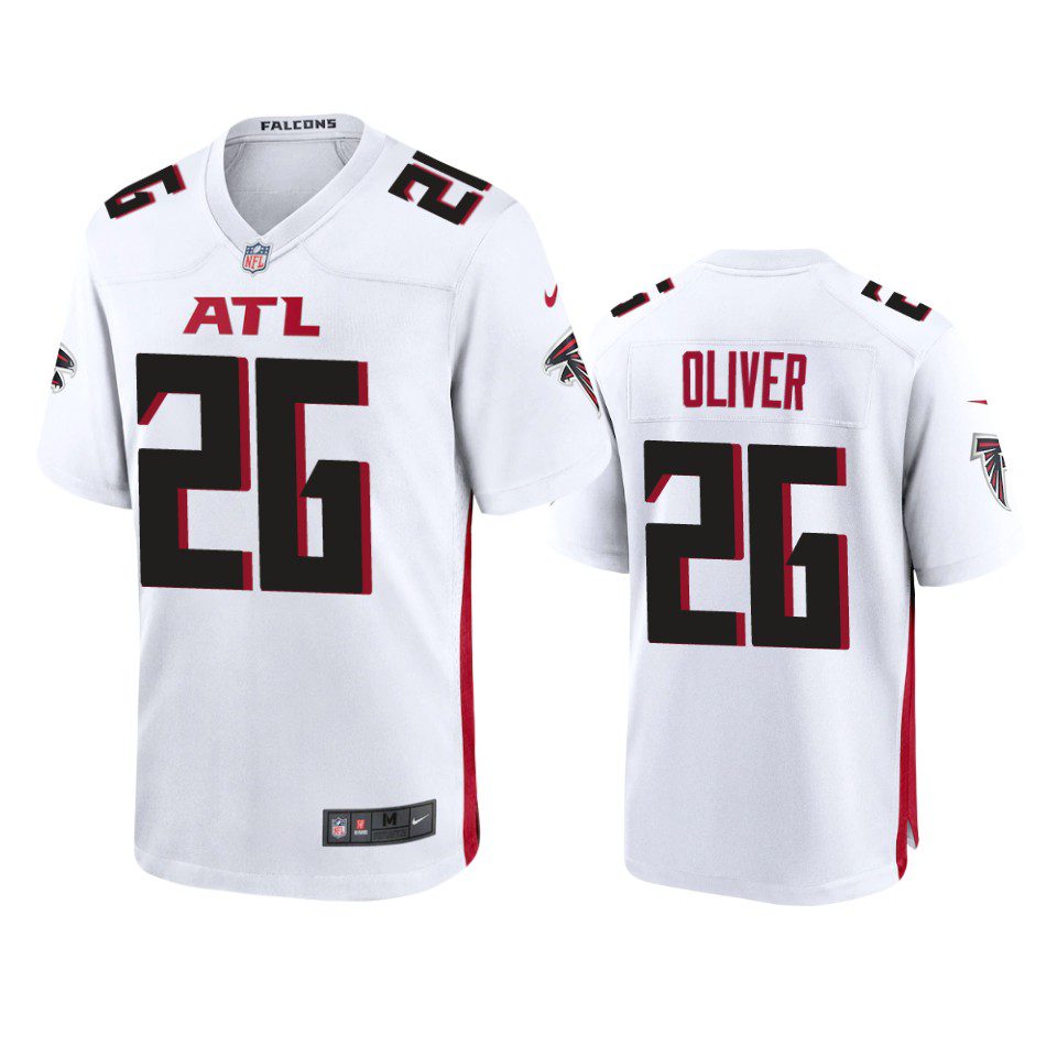 Atlanta Falcons Isaiah Oliver White 2020 Game Jersey 1 mens falcons isaiah oliver white 2020 game jersey