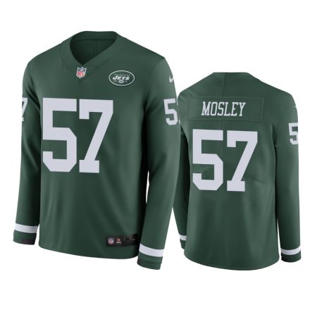 New York Jets #57 C.J. Mosley Green Therma Long Sleeve Jersey - Men's