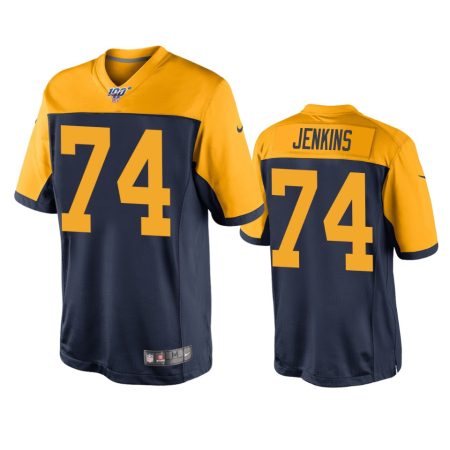 Green Bay Packers Elgton Jenkins Navy 100th Season Throwback Jersey