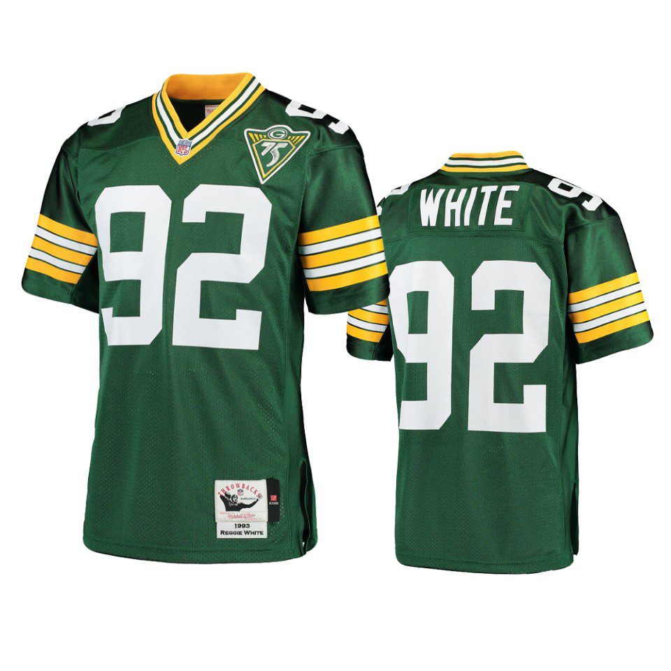 Reggie White Packers Mitchell & Ness Green 1993 Throwback Authentic Jersey 1 mens packers reggie white green 1993 throwback authentic retired player jersey