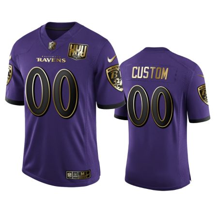 Baltimore Ravens Custom Purple 25th Season Golden Limited Jersey