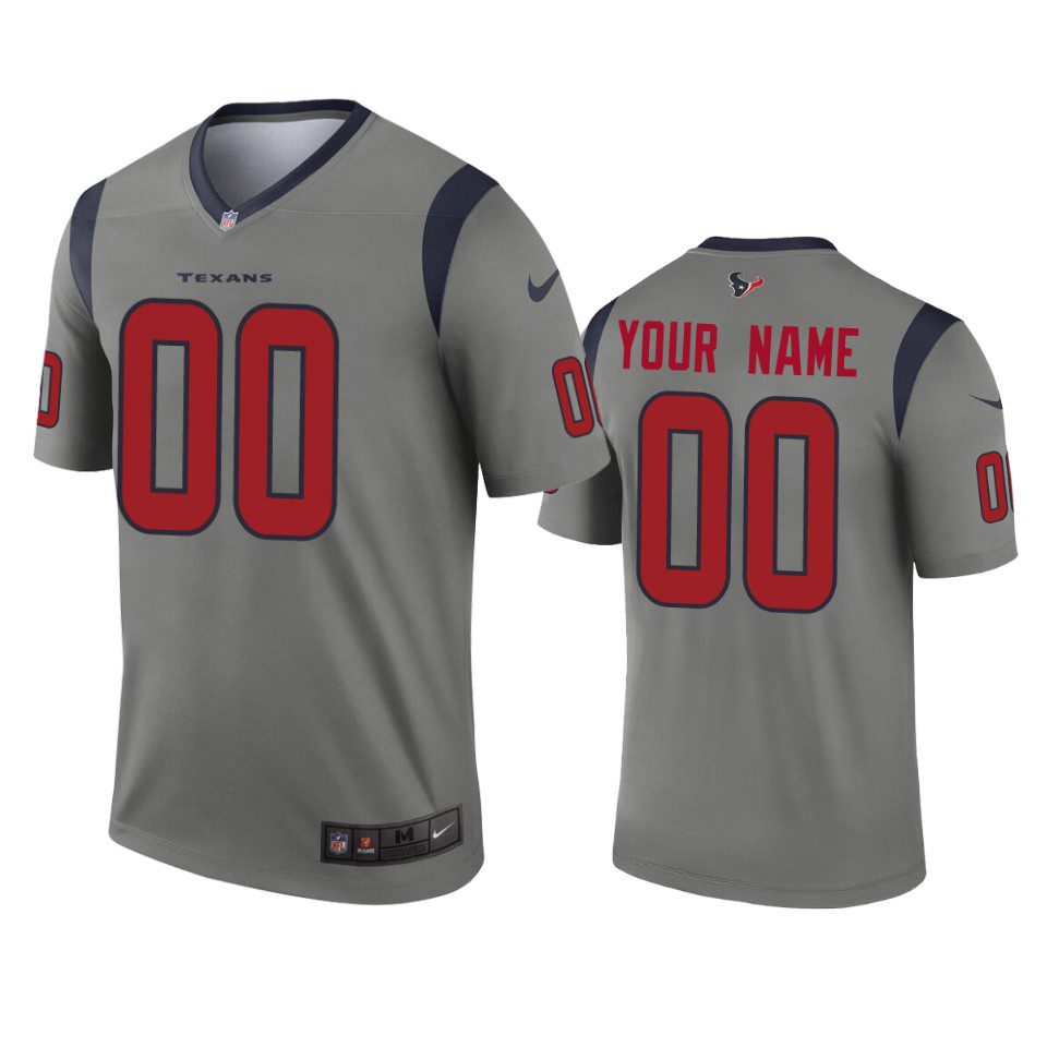 Houston Texans Custom Gray Inverted Legend Jersey 1 mens texans custom gray inverted legend jersey