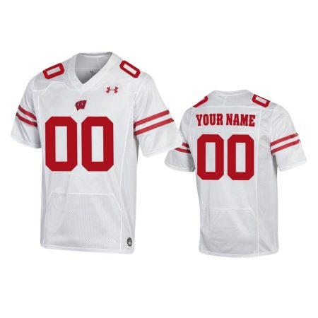 Wisconsin Badgers Custom White Replica Football Jersey