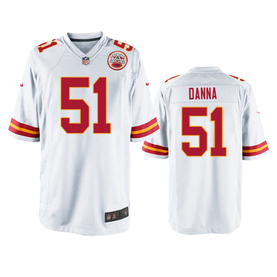 Kansas City Chiefs Michael Danna White Game Jersey 1 michael danna chiefs white game jersey