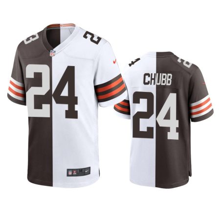 Cleveland Browns Nick Chubb Brown White Split Game Jersey