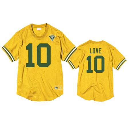 Green Bay Packers Jordan Love Gold Throwback 75th Anniversary Jersey