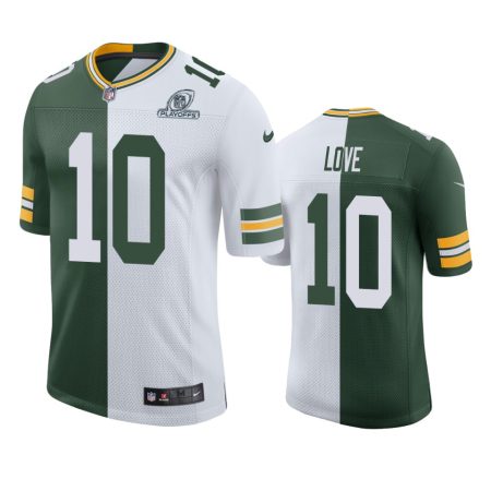 Green Bay Packers Jordan Love Green White 2020 NFL Playoffs Split Jersey
