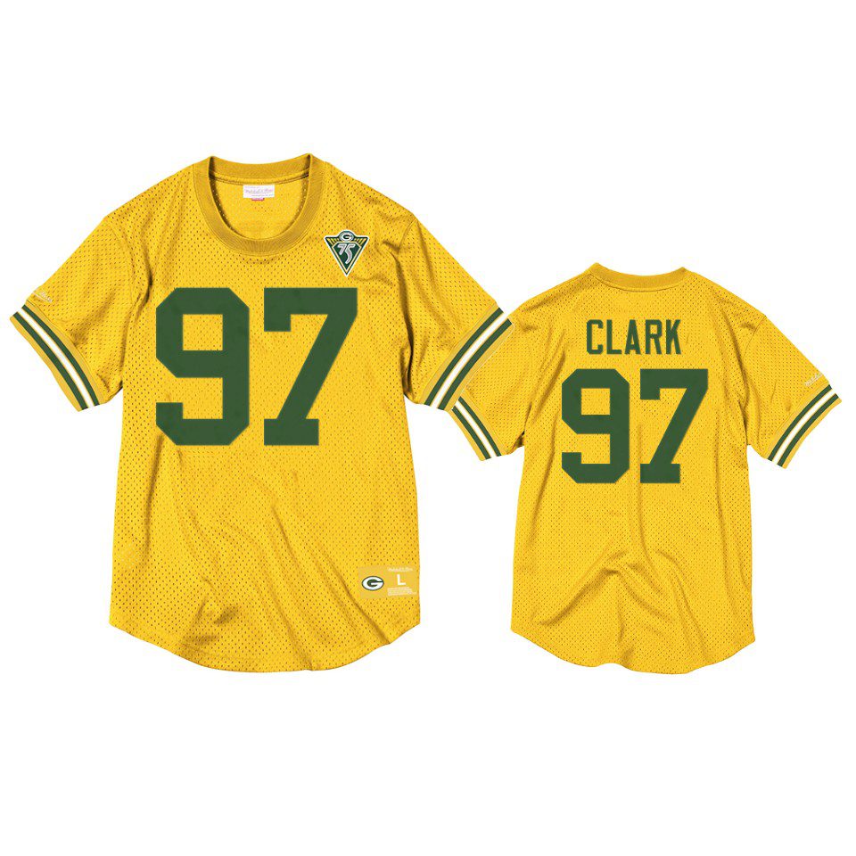 Green Bay Packers Kenny Clark Gold Throwback 75th Anniversary Jersey 1 packers kenny clark gold throwback 75th anniversary jersey