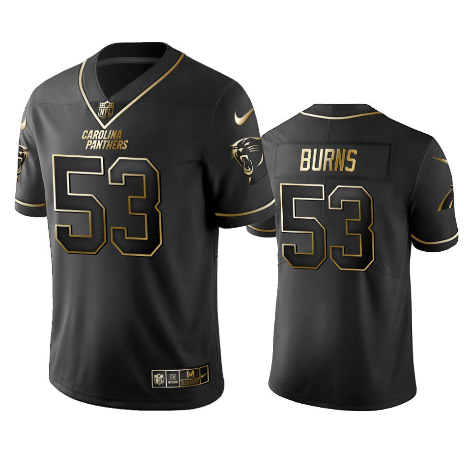 Brian Burns Panthers Black Golden Edition Vapor Limited Jersey 1 panthers brian burns black golden edition jersey