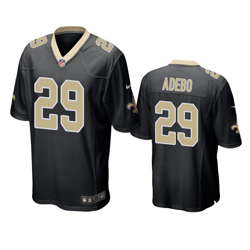 New Orleans Saints Paulson Adebo Black Game Jersey 1 paulson adebo saints black game jersey