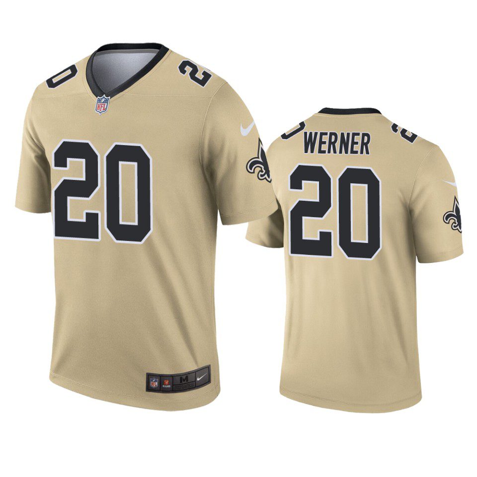 New Orleans Saints Pete Werner Gold Inverted Legend Jersey 1 pete werner saints gold inverted legend jersey