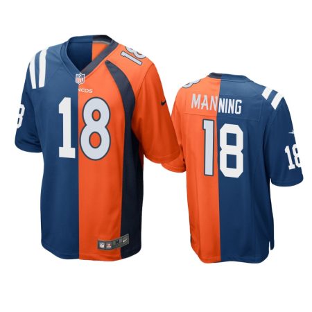 Indianapolis Colts Peyton Manning Royal Orange Split Game Jersey