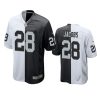 Las Vegas Raiders Josh Jacobs Black White Split Two Tone Game Jersey 3 raiders josh jacobs black white split two tone jersey