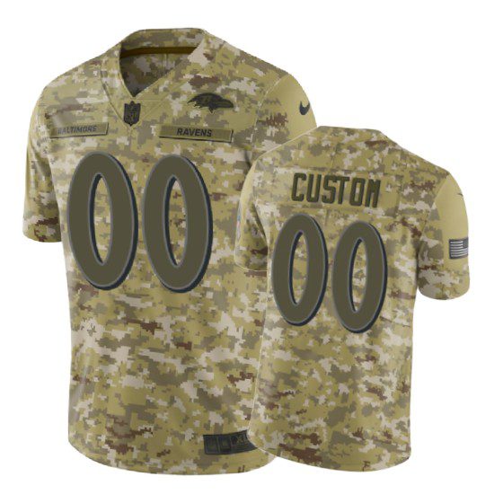 Baltimore Ravens #00 2018 Salute to Service Custom Jersey Camo -Nike Limited 1 ravens 00 custom 2018 salute to service jersey