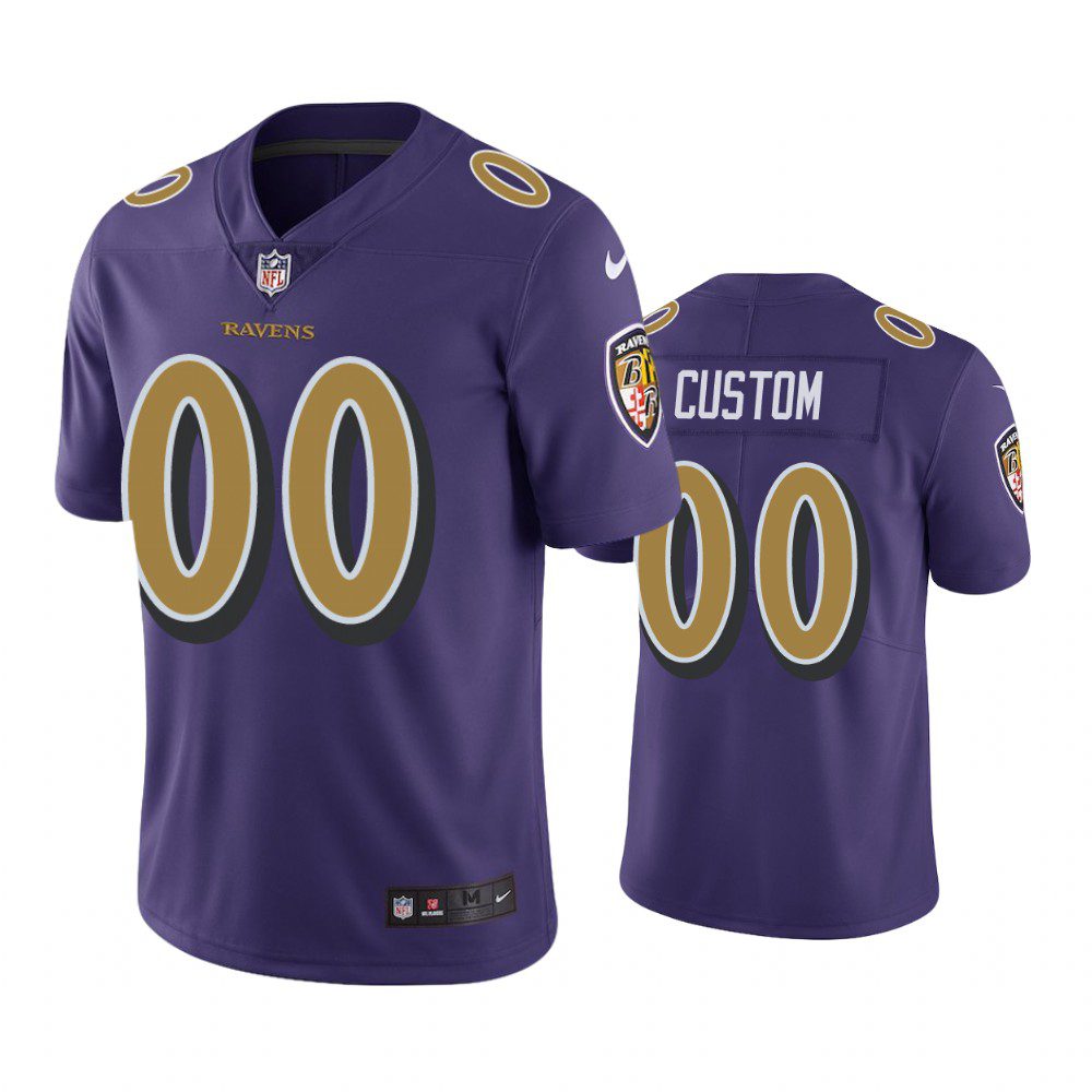 Baltimore Ravens #00 Men's Purple Custom Color Rush Limited Jersey 1 ravens 00 custom purple color rush limited jersey