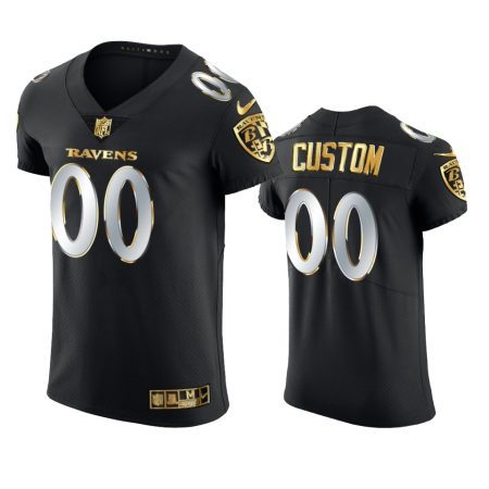 Baltimore Ravens Custom Black Golden Edition Elite Jersey - Men's