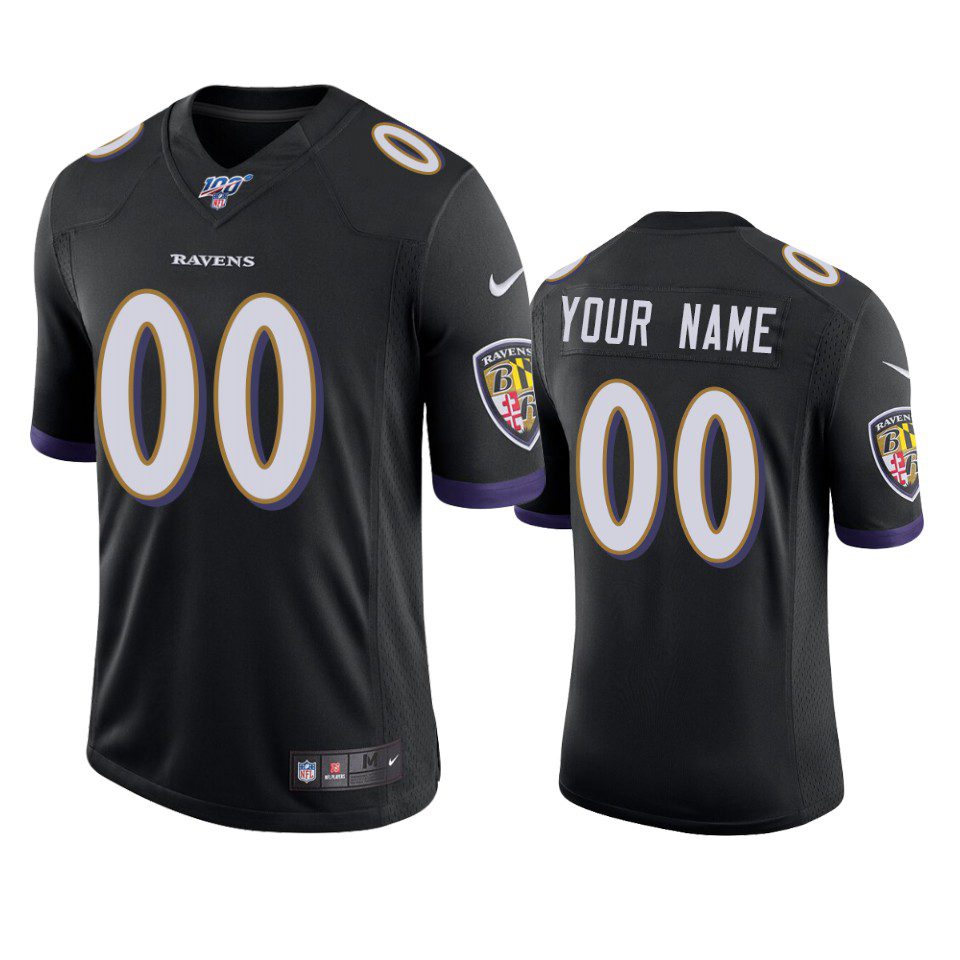 Baltimore Ravens Custom Black 100th Season Vapor Limited Jersey 1 ravens custom black limited 100th season jersey