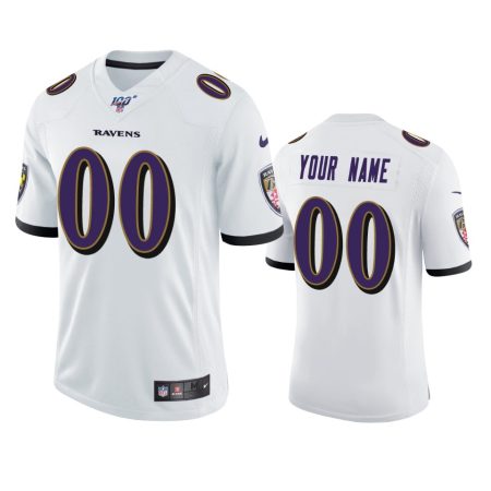 Baltimore Ravens Custom White 100th Season Vapor Limited Jersey