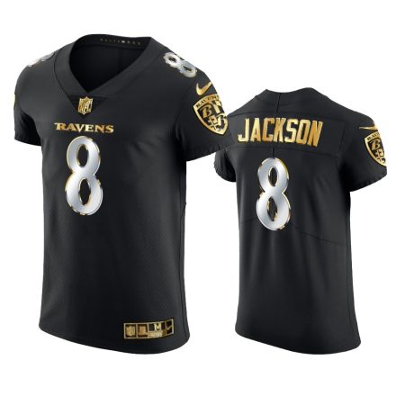 Baltimore Ravens Lamar Jackson Black Golden Edition Elite Jersey - Men's
