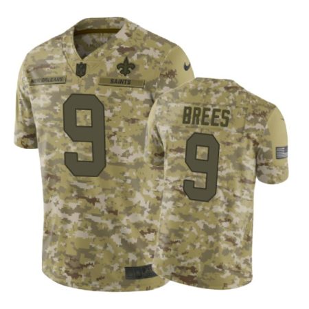 New Orleans Saints #9 2018 Salute to Service Drew Brees Jersey Camo -Nike Limited