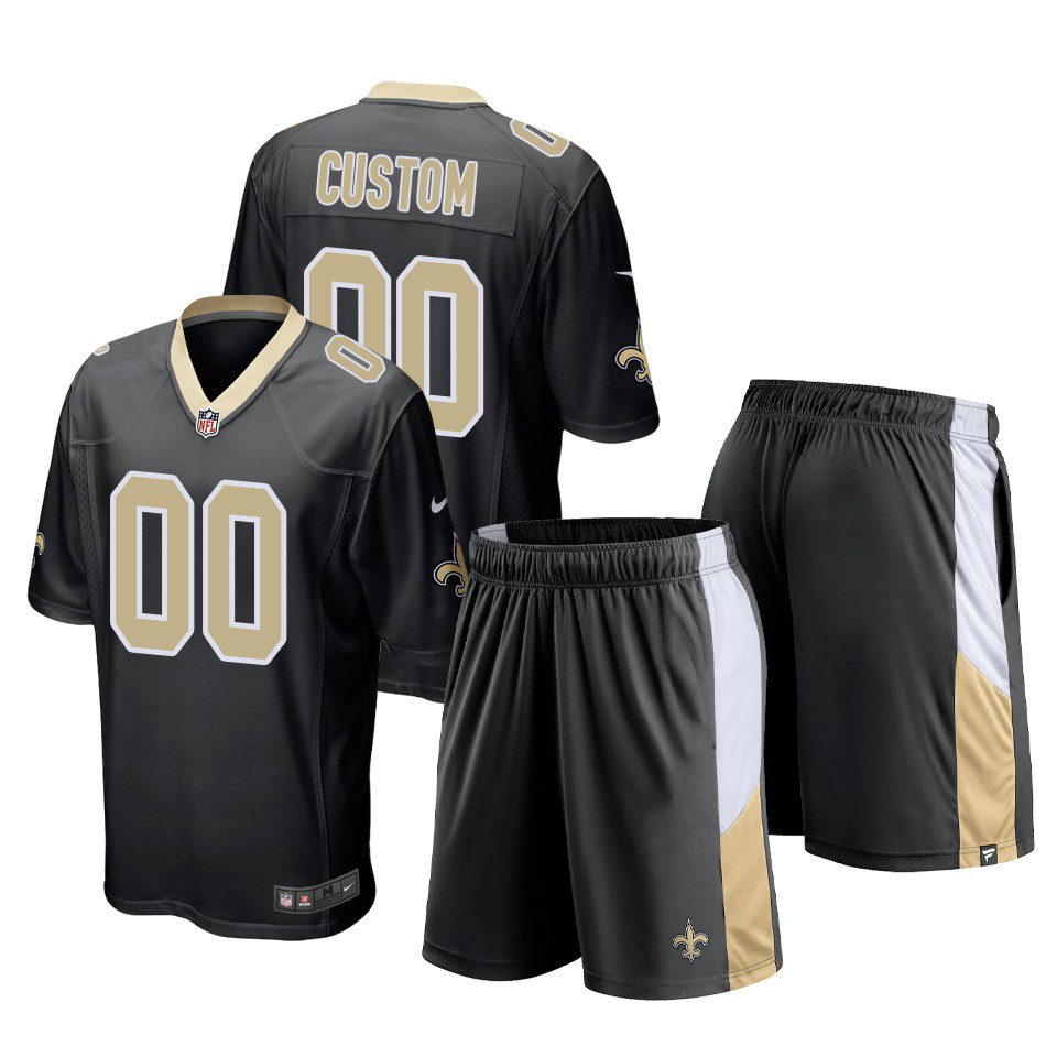 New Orleans Saints Custom Black Game Shorts Jersey 1 saints custom black game shorts jersey
