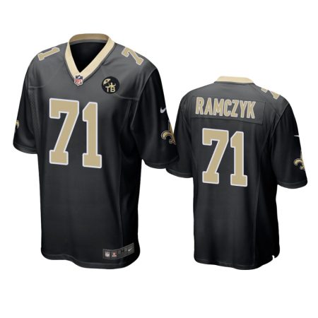 New Orleans Saints Ryan Ramczyk Black Tom Benson Memorial Patch Game Jersey