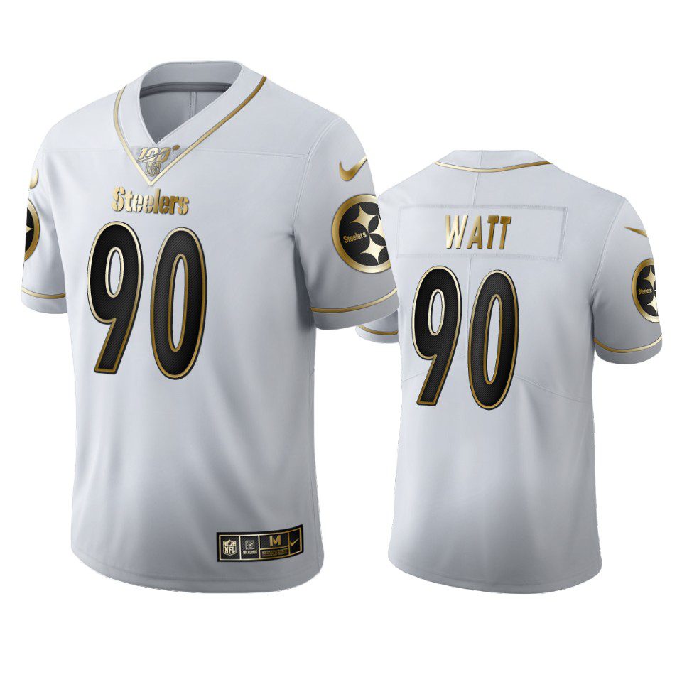 T.J. Watt Steelers White 100th Season Golden Edition Jersey 1 steelers t.j. watt white golden edition 100th season jersey