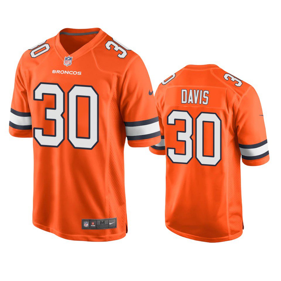Denver Broncos Terrell Davis Orange Alternate Game Jersey 1 terrell davis broncos orange alternate game jersey