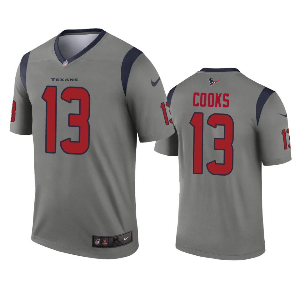 Houston Texans Brandin Cooks Gray Inverted Legend Jersey 1 texans brandin cooks gray inverted legend jersey