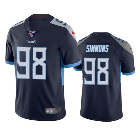Tennessee Titans Jeffery Simmons Navy 100th Season Vapor Limited Jersey