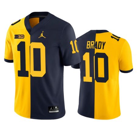Michigan Wolverines Tom Brady Maize Blue Split College Football Game Jersey