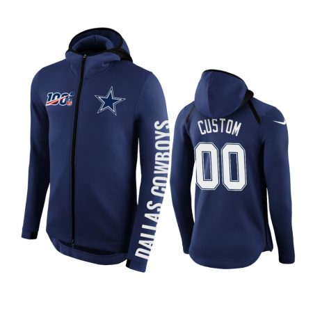 Dallas Cowboys #00 Custom Navy NFL 100th Anniversary Hoodie - Men