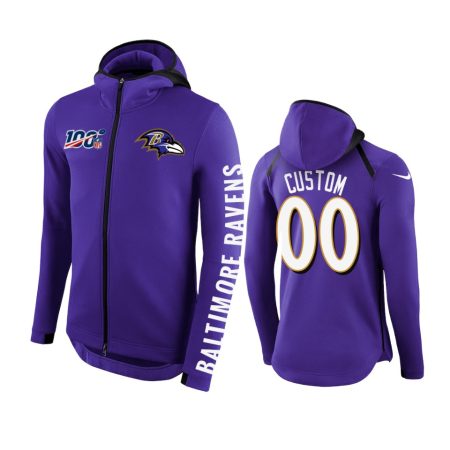 Baltimore Ravens #00 Custom Purple NFL 100th Anniversary Hoodie - Men