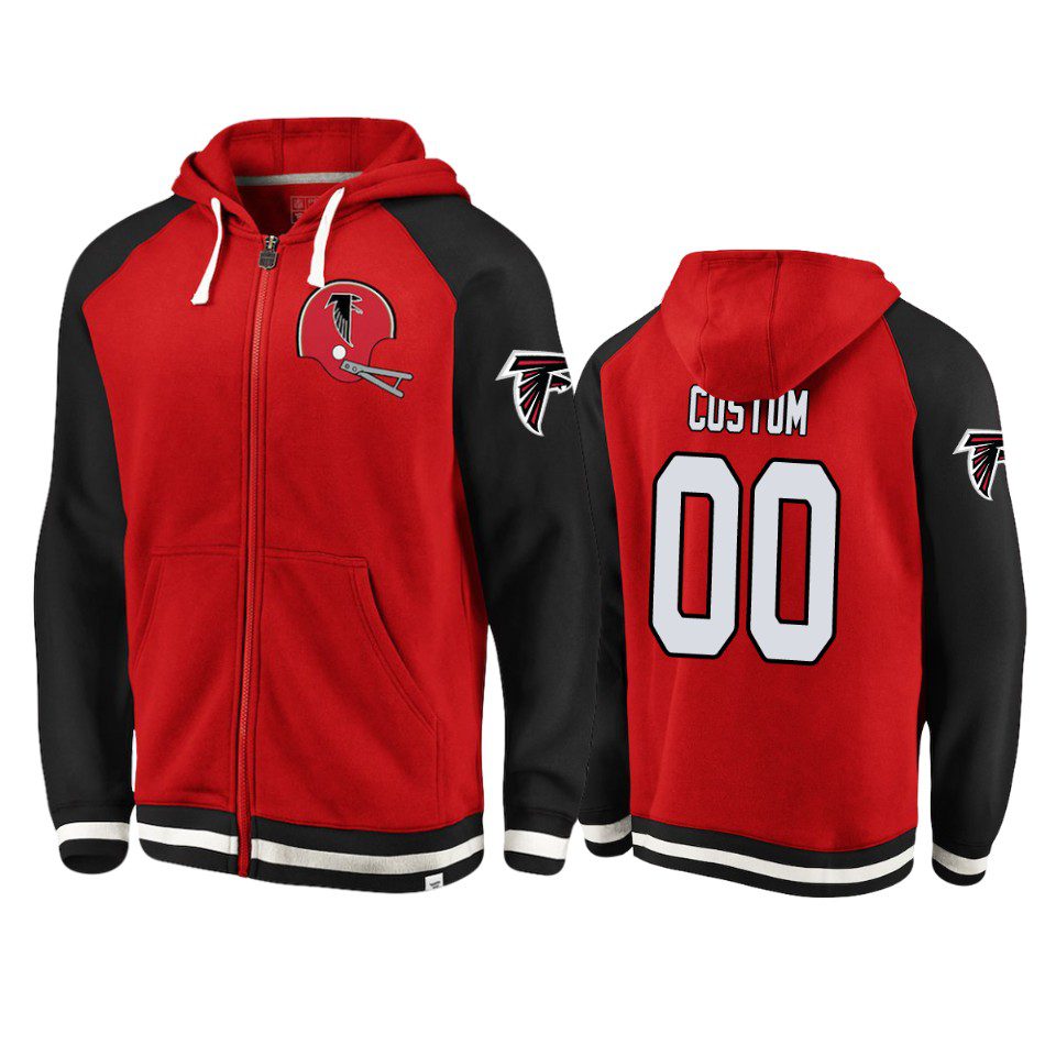 Atlanta Falcons #00 Custom Red-Black True Classics Hoodie - Men 1 00 red black custom hoodie 0a