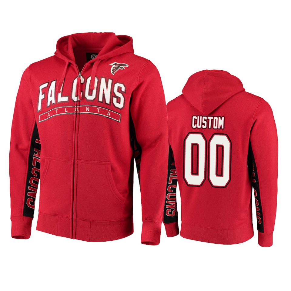 Atlanta Falcons #00 Custom Red-Black Blowout Hoodie - Men 1 00 red black custom hoodie