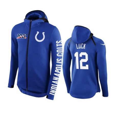 Indianapolis Colts #12 Andrew Luck Royal NFL 100th Anniversary Hoodie - Men