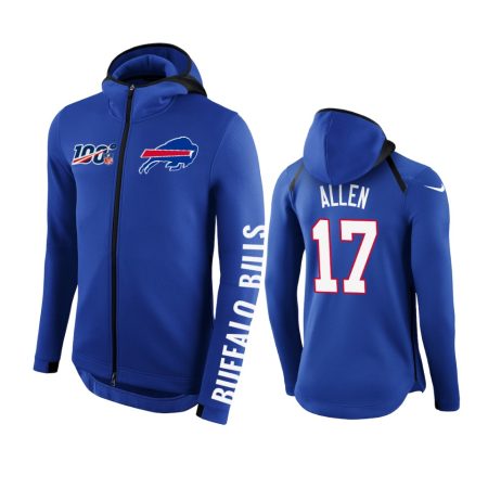 Buffalo Bills #17 Josh Allen Royal NFL 100th Anniversary Hoodie - Men