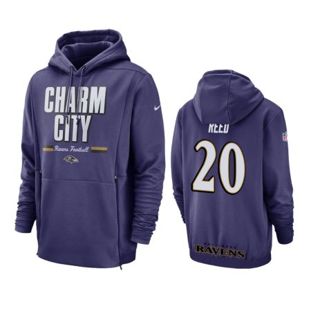 Baltimore Ravens #20 Ed Reed Purple Nike Sideline Lockup Hoodie - Men's