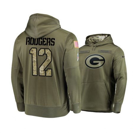 Green Bay Packers Aaron Rodgers Olive 2018 Salute To Service Hoodie - Men's