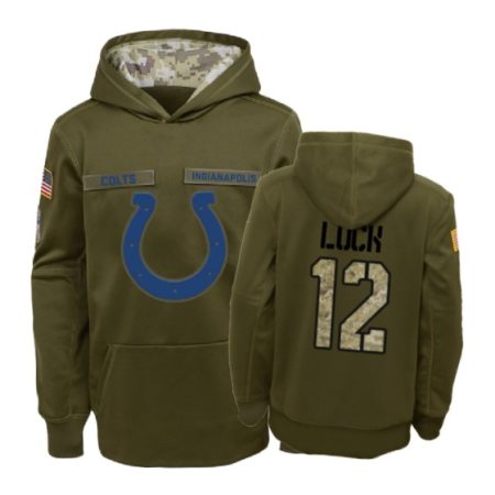 Indianapolis Colts Andrew Luck Olive 2018 Salute To Service Hoodie - Youth