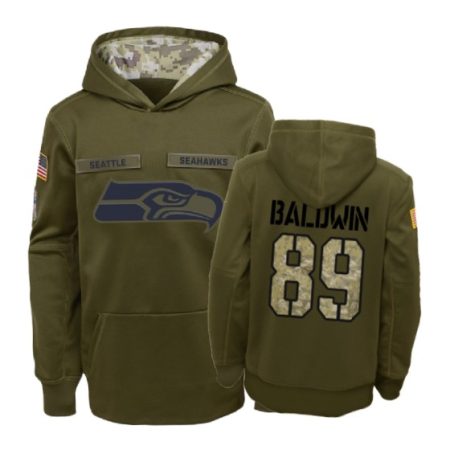 Seattle Seahawks Doug Baldwin Olive 2018 Salute To Service Hoodie - Youth