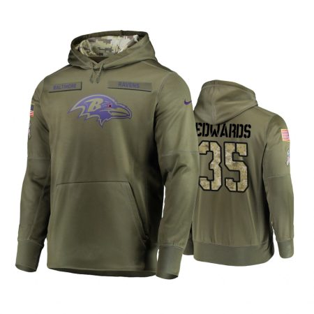 Baltimore Ravens Gus Edwards Olive 2018 Salute To Service Hoodie - Men's