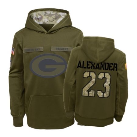 Green Bay Packers Jaire Alexander Olive 2018 Salute To Service Hoodie - Youth