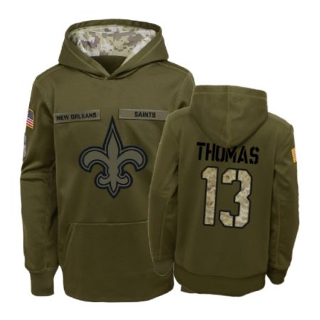 New Orleans Saints Michael Thomas Olive 2018 Salute To Service Hoodie - Youth
