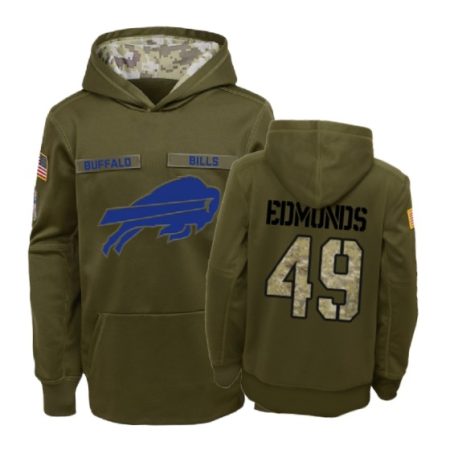 Buffalo Bills Tremaine Edmunds Olive 2018 Salute To Service Hoodie - Youth