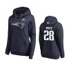 New England Patriots #28 James White Navy Super Bowl LIII Champions Logo Hoodie - Women 2 28 navy james white hoodie 4a