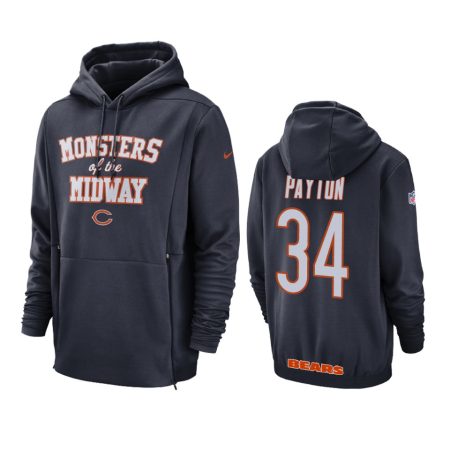 Chicago Bears #34 Walter Payton Navy Nike Sideline Lockup Hoodie - Men's