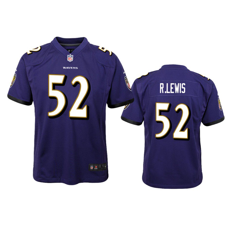 Baltimore Ravens #52 Ray Lewis Purple Game Jersey - Youth 1 52 ray lewis purple game jersey